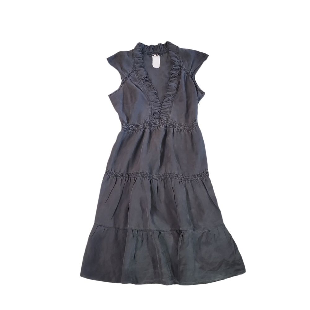 Patrizia Pepe Firenze Charcoal Black V-neck‎ Boho Cap Sleeve Dress XS